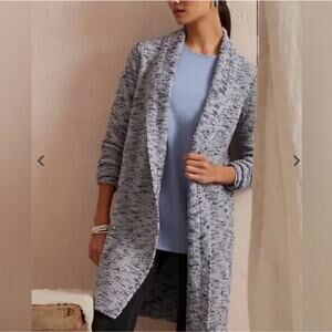 J. Jill Pure Jill Wool Blend Melange Knit Cardigan Sweater Small Cozy Longline